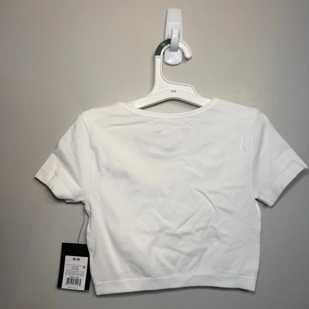 Art Class Girls White Ribbed Cropped Short Sleeve Shirt Size Medium 8 NWT